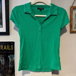 J Crew rib knit mint teal green polo Henley short sleeve shirt size small